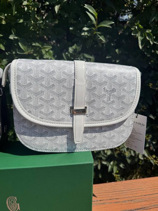 Сумка Goyard месенджер через плече гуаярд чорна і біла з коробкою і бе
