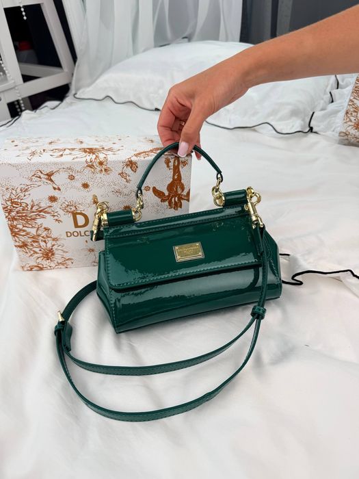 Сумка Dolce & Gabbana Mini Sicily Green Patent Leather with Gold Hardwa