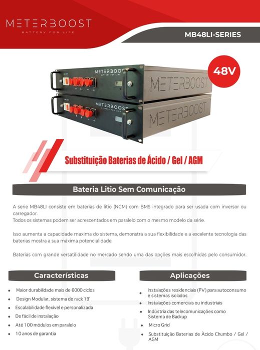 Bateria de Lítio 48V 4200Wh 4.2KWh 1800Wh 2400Wh 3300Wh