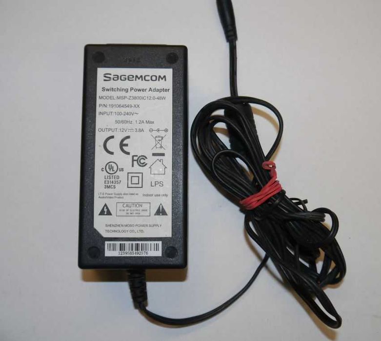 Zasilacz SAGEMCOM 12V 3,8A 48W wtyk 5,5 x2,1 mm