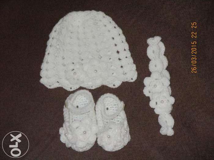 CZAPKA chrzest roczek i na co dzień 36-50 rękodziło na szydełku