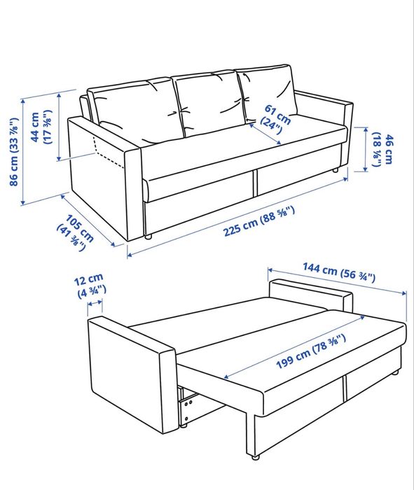 Sofa cama 3 lugares modelo FRIHETEN - em estado novo!