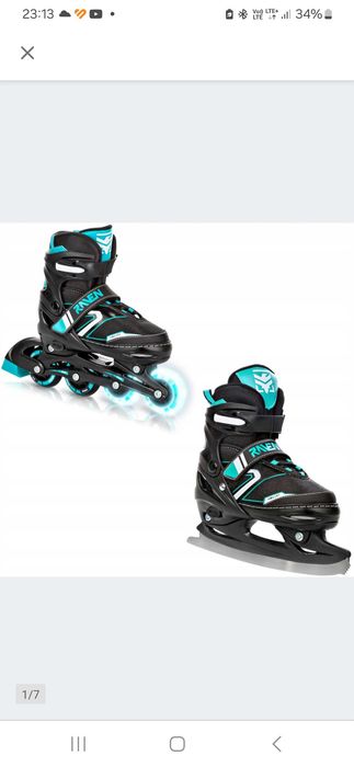 Regulowane rolki łyżwy 2w1 RAVEN Helixi 34-37 dwa kółka przednie LED