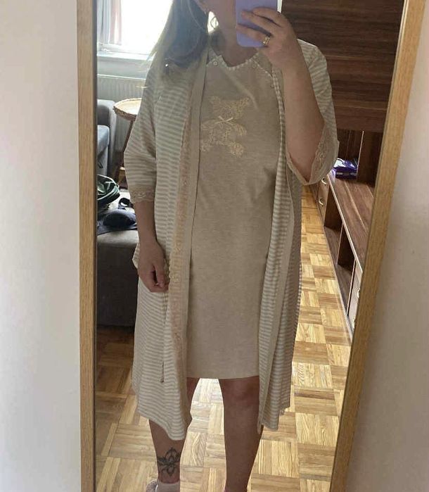 Koszula do karmienia piersią z szlafrokiem