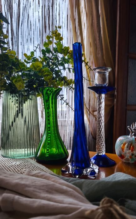 Ваза для цветов хрусталь кришталь гутное цветное стекло Мурано винтаж подарок декор интерьер дом