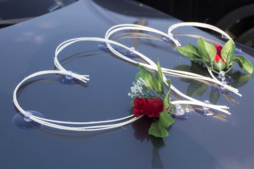 SERCA Dekoracja samochodu.Ozdoby na auto samochód do ślubu 036