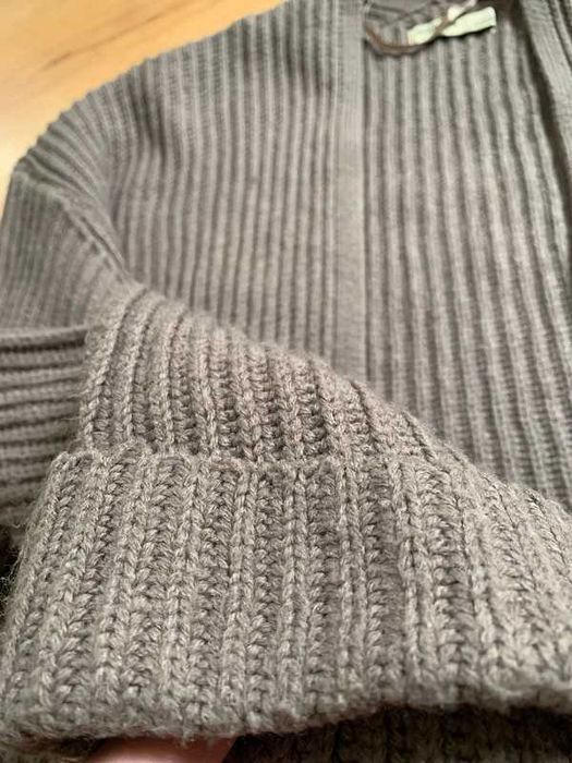 Długi brązowy sweter kardigan oversize basic casual Pull & Bear XS 34