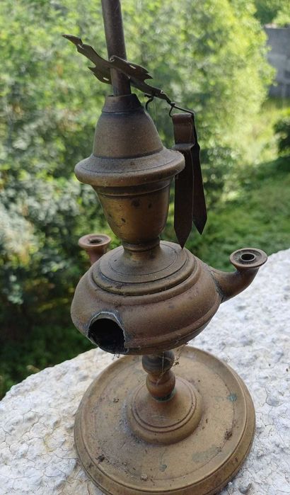 Lamparina/Candeia, Vintage, de Latão, a óleo, com três bocas