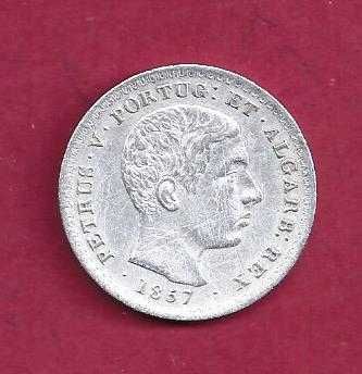 MONARQUIA   D. PEDRO V   500  REIS  1857   MBC  PRATA