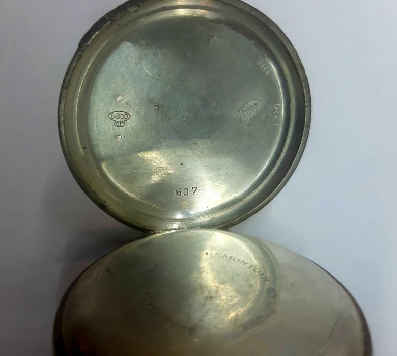 Кишеньковий годинник срібний remontoir cylinder