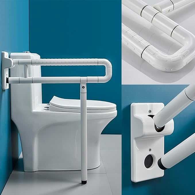 Uchwyt do łazienki, biały, stal nierdzewna, uchwyt ścienny, składany