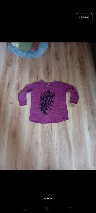 Fioletowy sweterek damski XL 90% bawełna