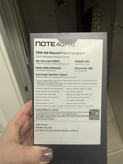 Infinix Note 40 Pro zielony 256GB – jak nowy!