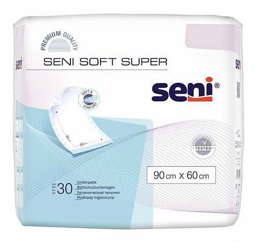 Пелюшки Seni Soft Super 90x60 см (30 од.) (максимальне поглинання 1350 мл, не плутати з тонкою серією Basic)!