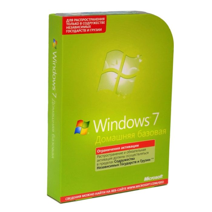 Операционная система Windows 7 Home Basic Russian DVD BOX