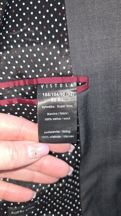 Marynarka męska 100% wełna  szara 52  L vistula super slim