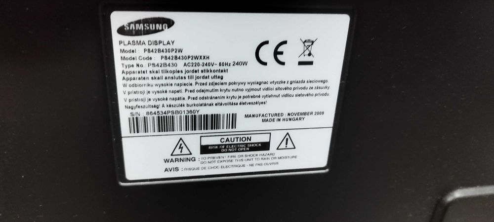 Telewizor plazmowy samsung PS42B430P2W