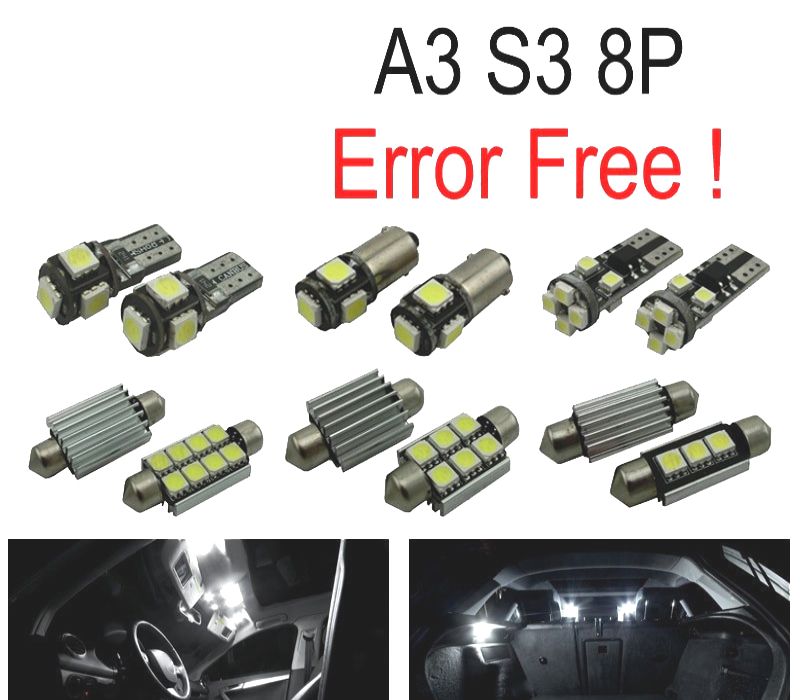 KIT COMPLETO 12 LAMPADAS LED INTERIOR PARA AUDI A3 S3 8 P 06-13