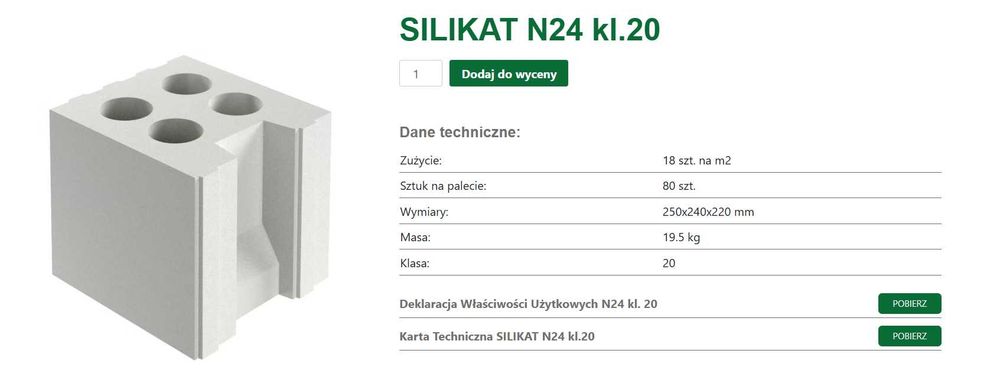 Cegła Silikat N12, firmy Silikaty.