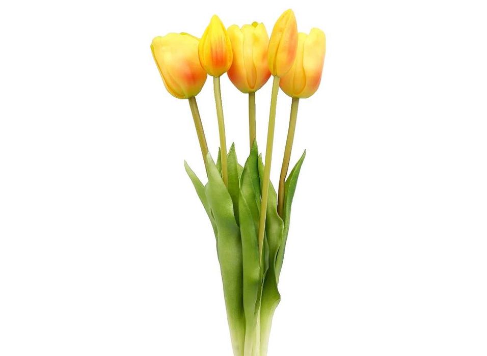 Tulipan sztuczny tulipany silikonowe bukiet 5 sztuk POMARAŃCZOWE 44cm