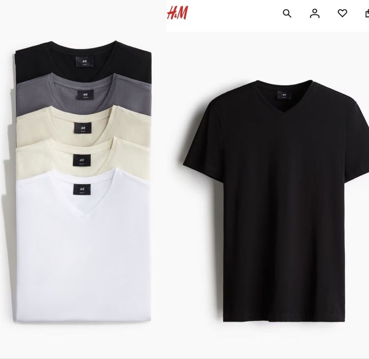 Чоловічі футболки 5 шт Н&М М, ХЛ