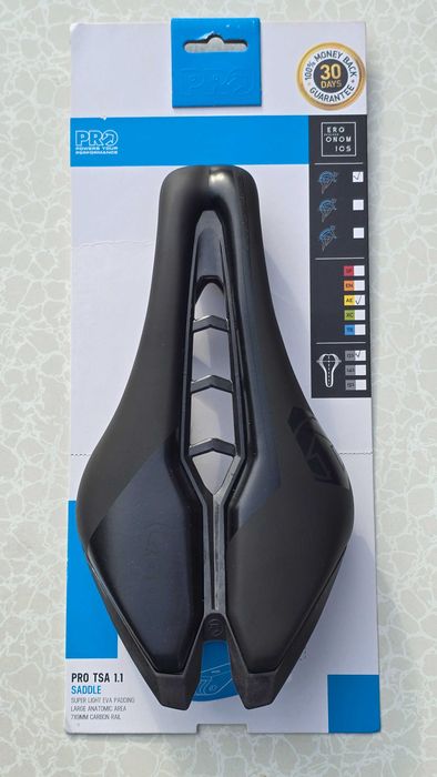 Nowe siodełko Pro TSA 1.1 karbonowe pręty, do triatlonu i czasówek, wąskie 132 mm