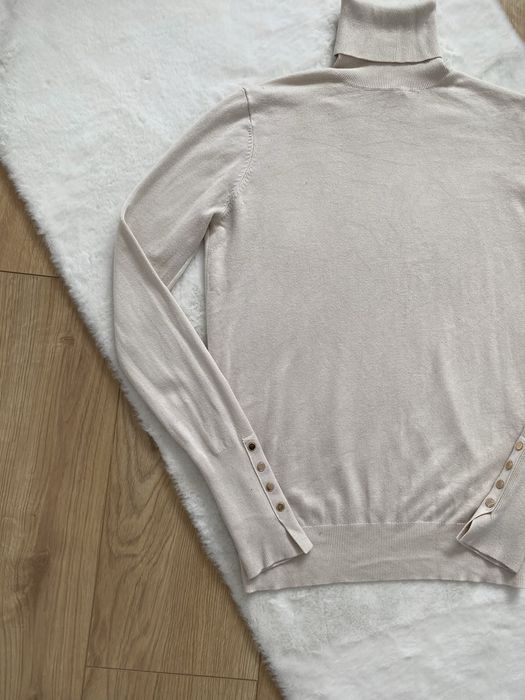 Beżowa bluzka golf na długi rękaw S 36 zara basic minimal