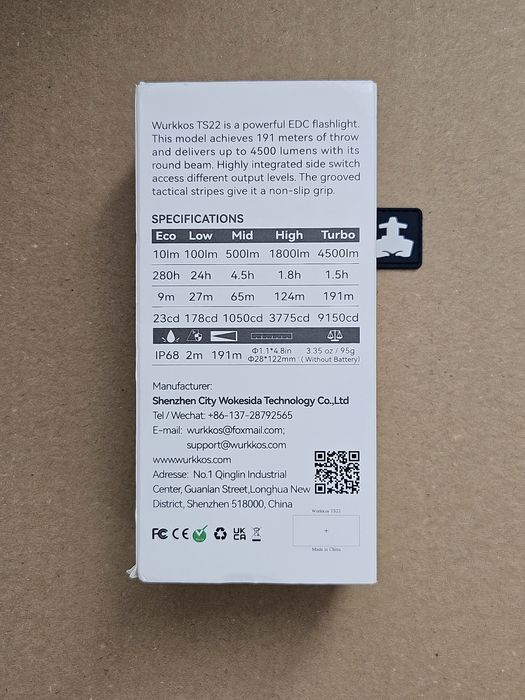 Latarka Wurkkos TS22 Black – NOWA, akumulator 21700 w zestawie