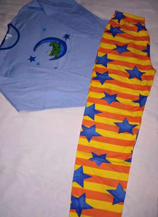 Pijama de senhora em algodão, calça e manga comprida para meia estação