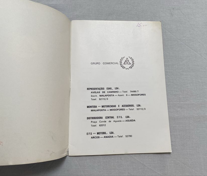 Catálogo raro de peças do motor kreidler motociclos EFS