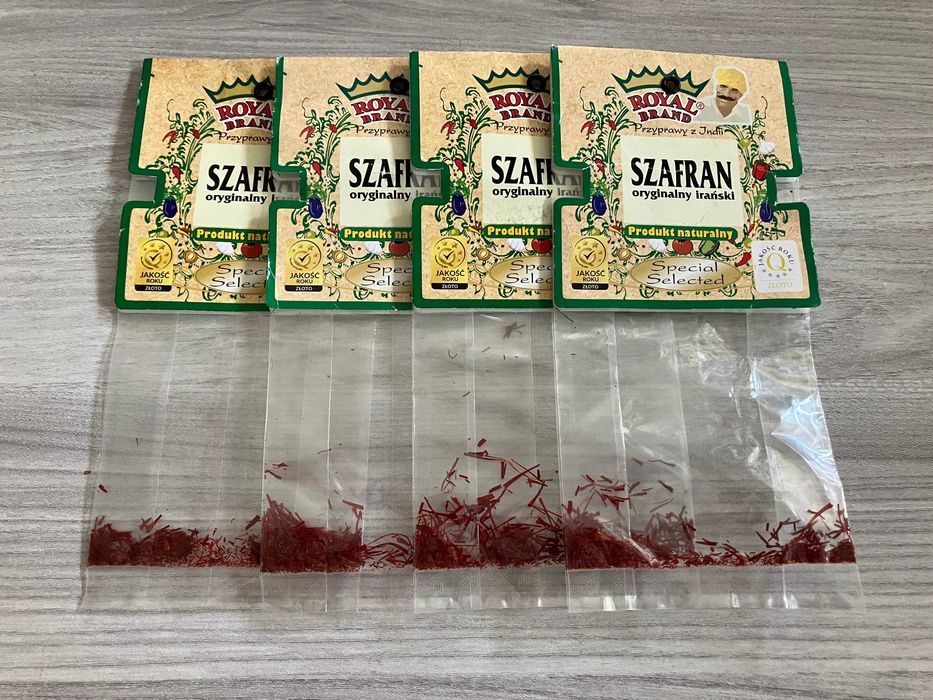 Oryginalny Irański Szafran Royal Brand Naturalny Nitki 4 x 0,25 g (1g)