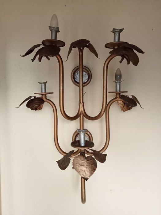 Lampa kinkiet metalowy duża złota Vintage a'la Hollywood Regency