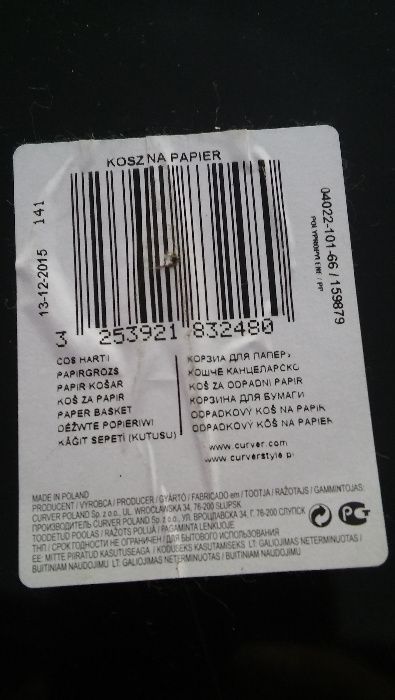 Kosz plastikowy czarny