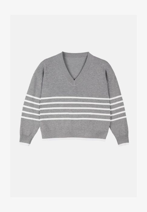 Anna Field 40 L Sweter Damski Szary Paski D2323