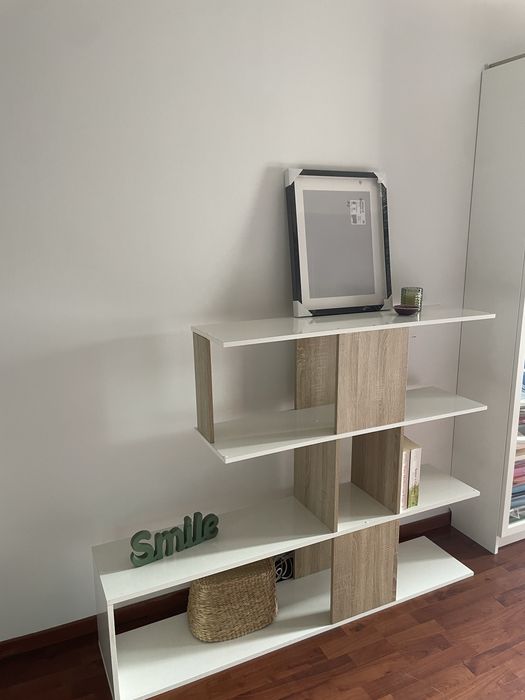 Estante modular branca e carvalho claro Conforama