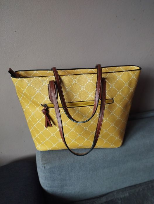 Nowa torebka ze skóry ekologicznej żółta firmy Tamaris