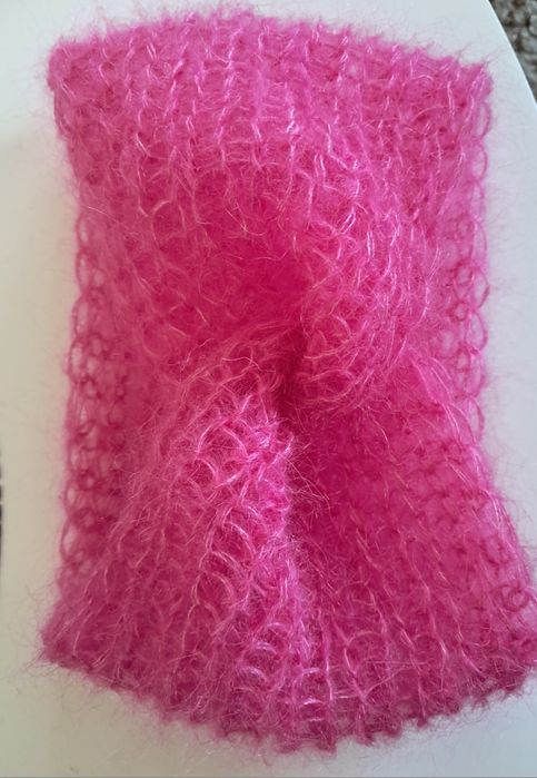 Opaska na głowę moher z jedwabiem. Handmade.