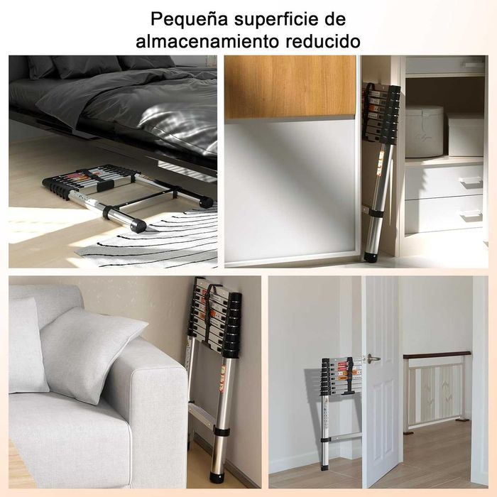 Escada telescópica 2,6 metros aço inoxidável - NOVO - ENVIO GRÁTIS