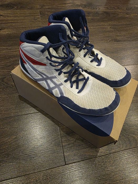 Buty zapaśnicze Asics Matflex 6 – biało/niebieskie – rozmiar 42