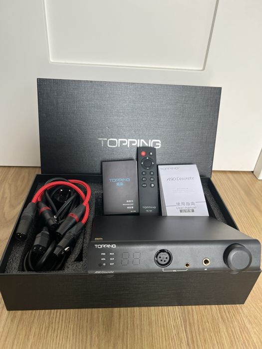 Topping A90 Discrete — como novo, caixa original, comando, impecável