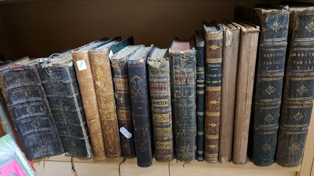Livros antigos em pele