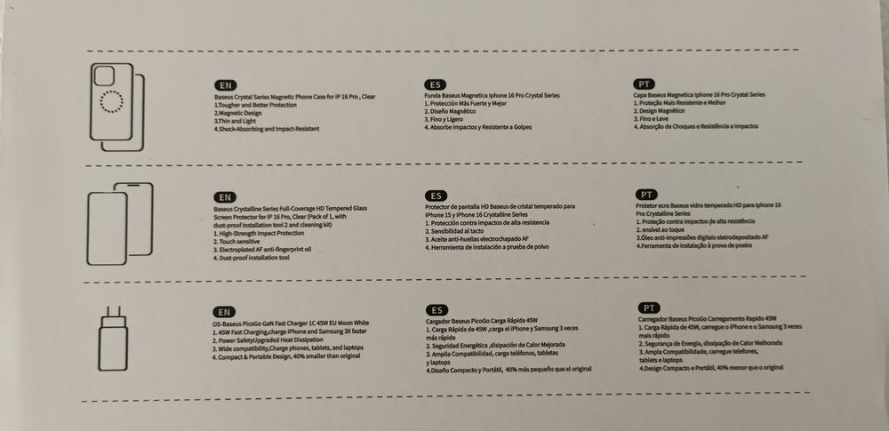 BASEUS Basic Kit: Case + Screen Protector + Charger for iPhone 16 Pro / 16 Pro Max64741329017090122