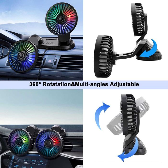 Ventoinha de carro ou secretária ajustável carregamento USB - NOVO