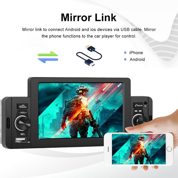 Rádio 1din tela 5" Bluetooth USB carregamento rápido + Microfone NOVO