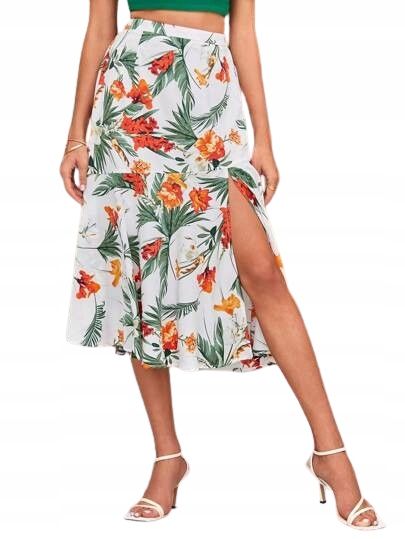 Shein spódnica prosta z wzorem casual midi 36 łak