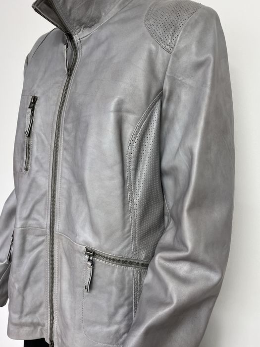 шкіряна куртка XL XXL піджак сіра демісезон жакет косуха Cabrini батал