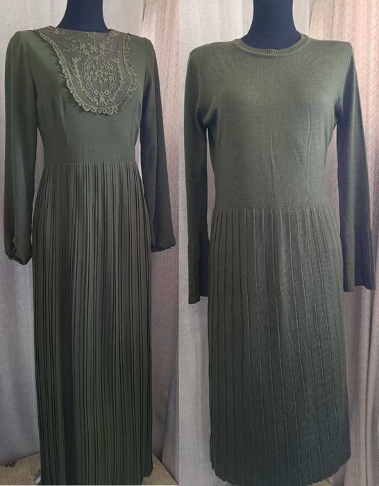 Платье оливка. Цельновязаное  теплое р-р M/L , бренд STENAY