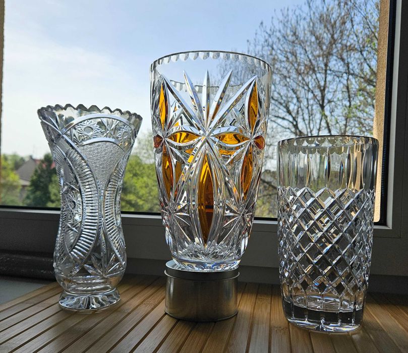 Wazon ZIELONY szkło Huta Laura PRL