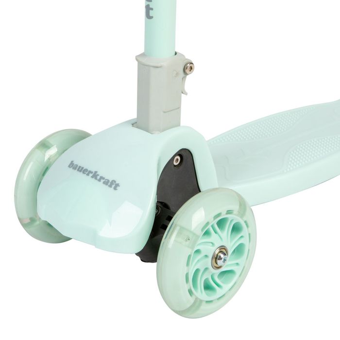 Seledynowa balansowa hulajnoga składana trójkołowa z kołami LED