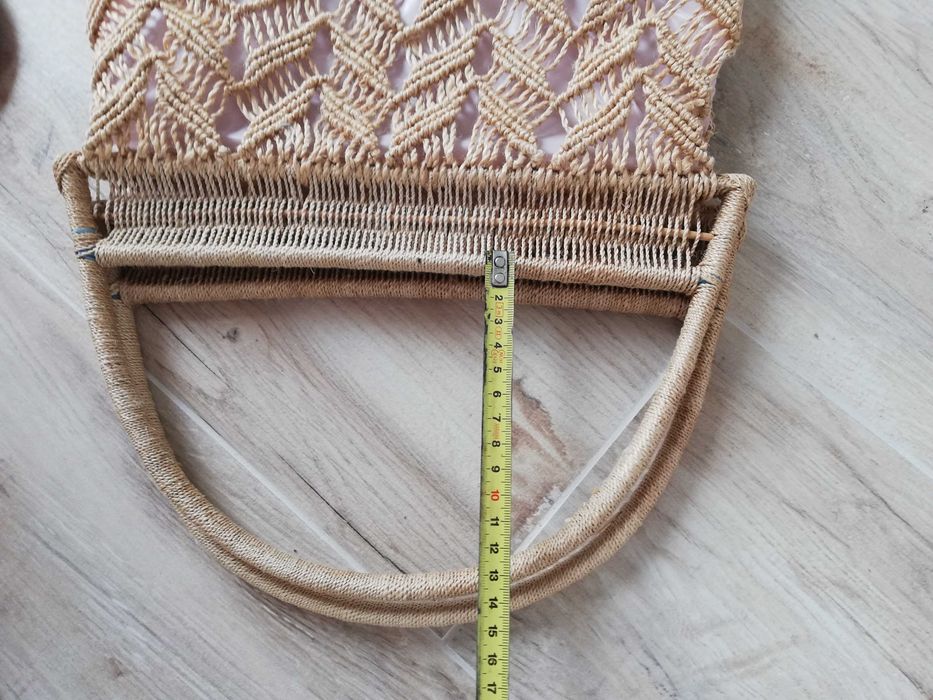 Torebka z juty boho na lato, koszyk, siatka eco beż naturalna